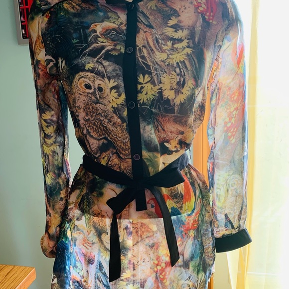 Colourful Melanie Lynne Sheer Long-Sleeve Blouse - Picture 3 of 5